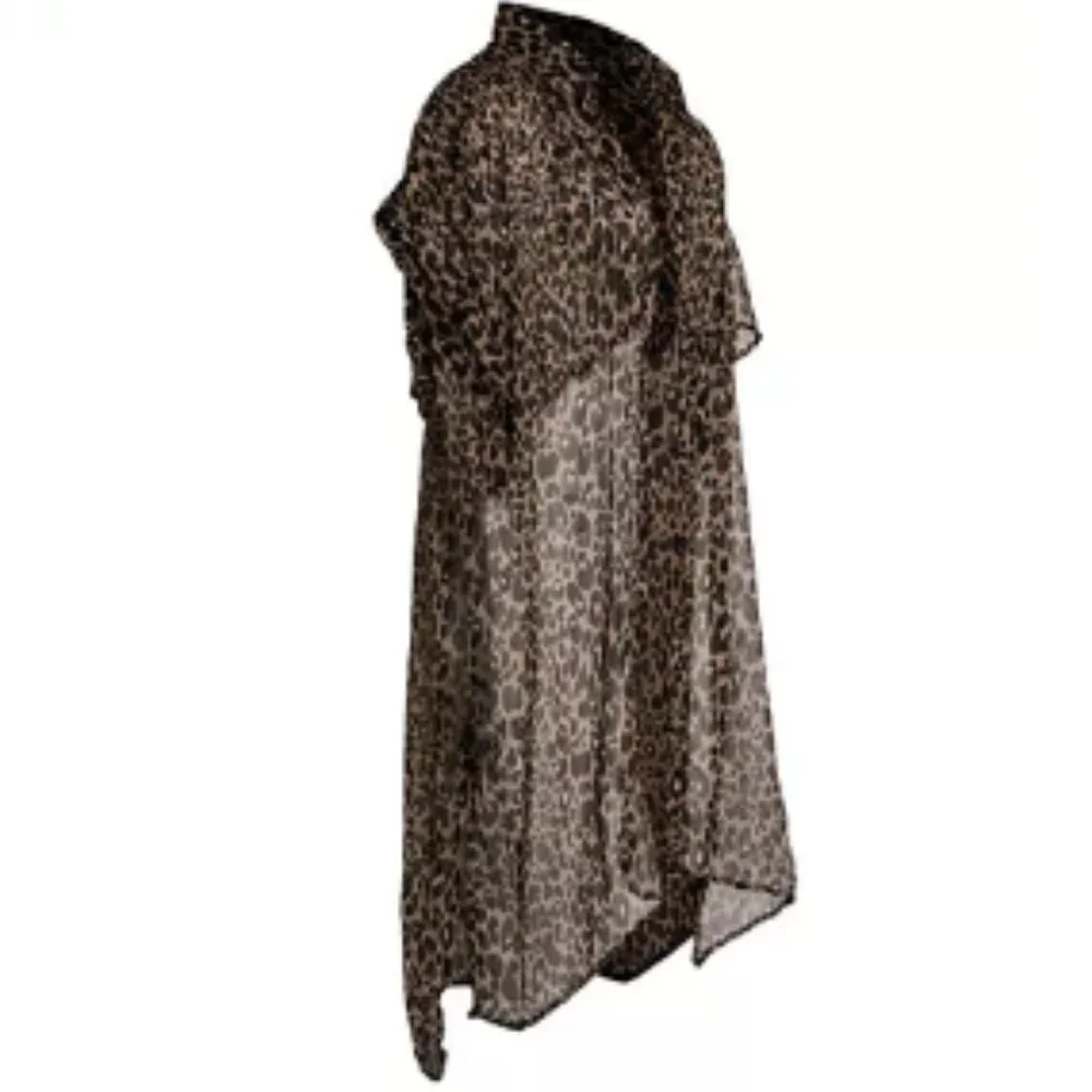 Steve Madden Leopard Trench Poncho One Size Tan Black multi New MSRP $48.00